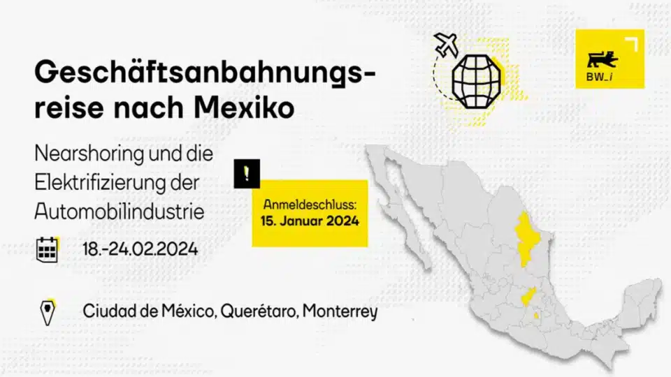 Bis zum 19. Januar für eine Geschäftsanbahnungsreise nach Mexiko bewerben
